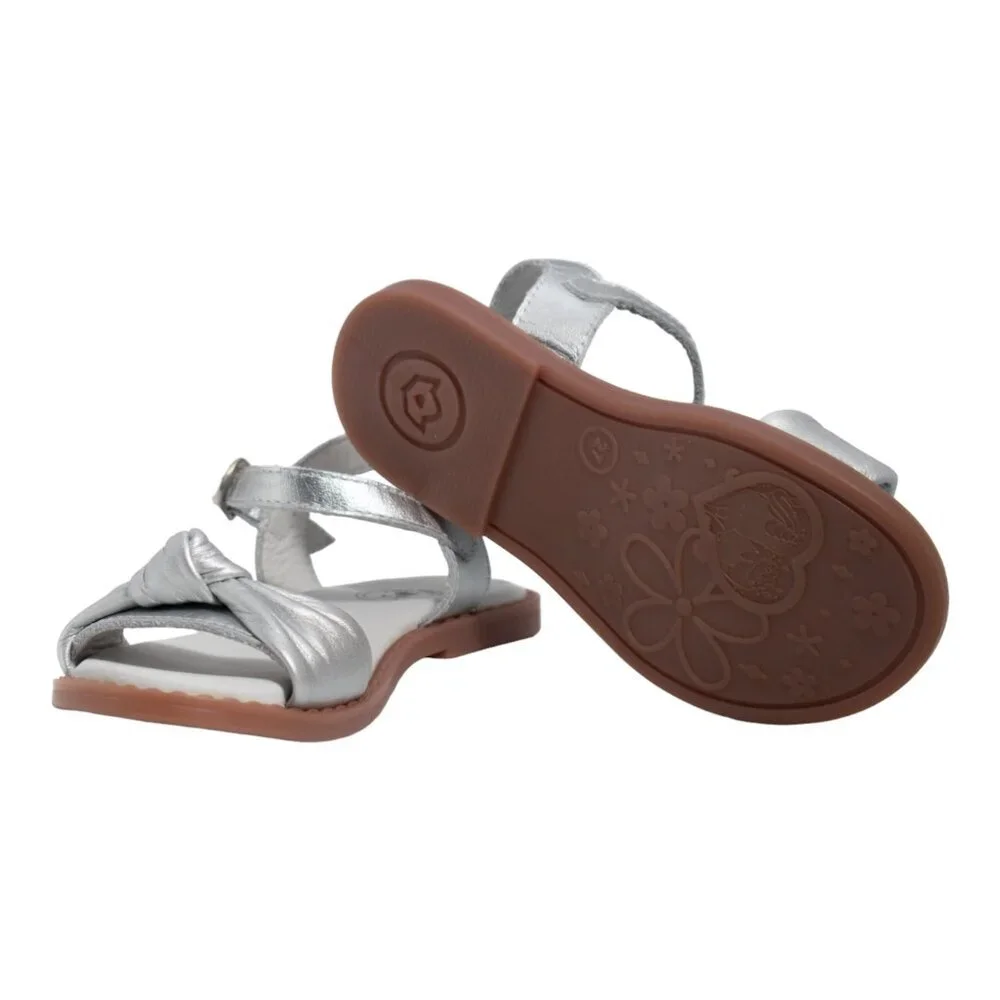 Handcrafted Two Pretty Silver Metallic Knot Sandals